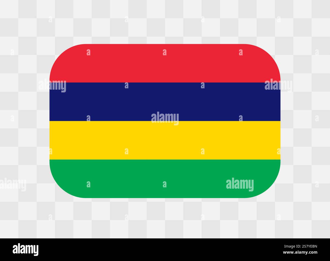 Mauritius flag - rounded rectangle colorful flag representing a country cultural identity and heritage. The essence of national pride and unity. Vector flag on transparent background. Stock Vector