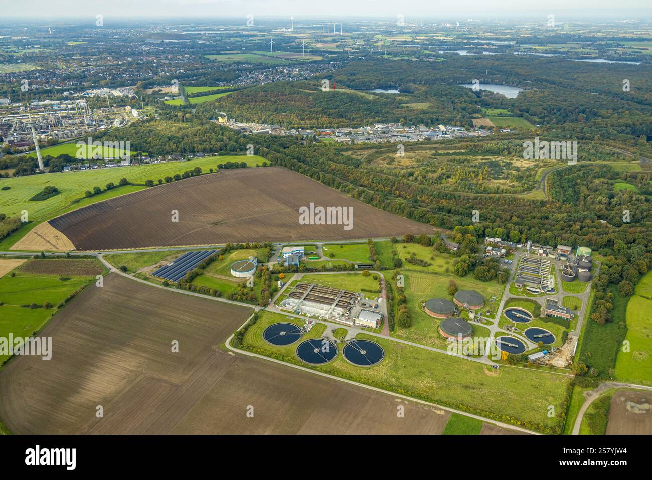 Gerdft Aerial view, Moers Gerdt sewage treatment plant, Wasserverbund ...