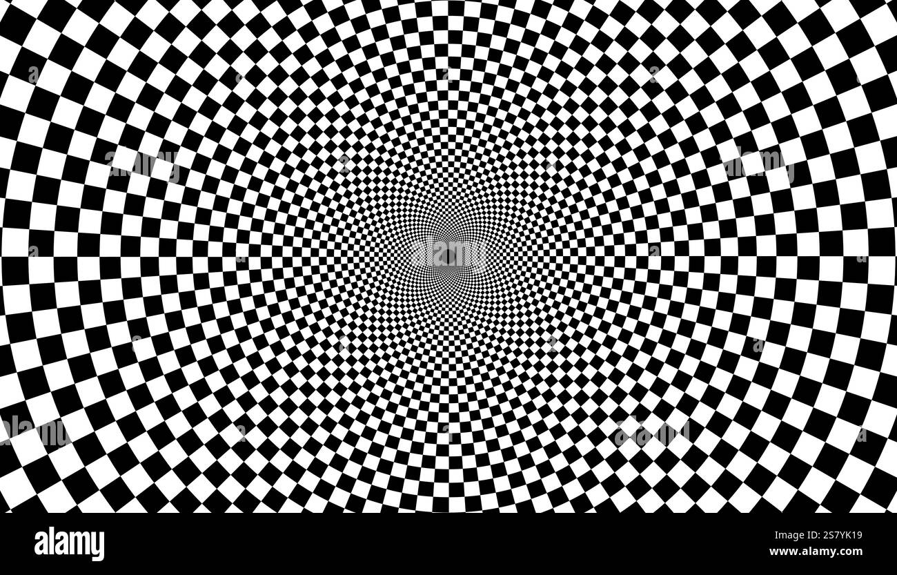 Optical checkered spiral illusion background. Magic psychedelic pattern ...