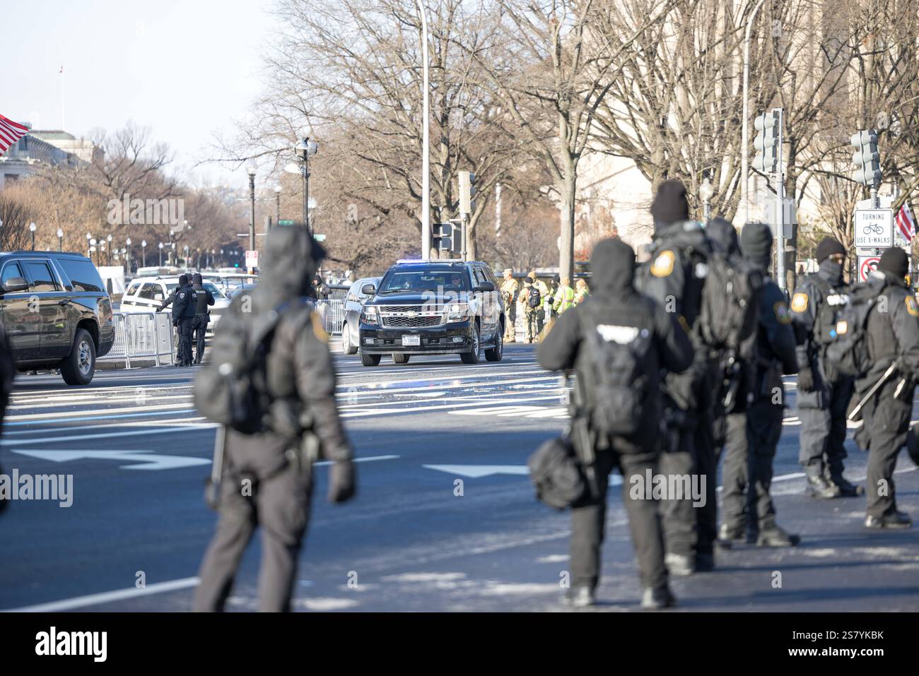 Supporters and police gather in the U.S. Capitol area on Inauguration ...