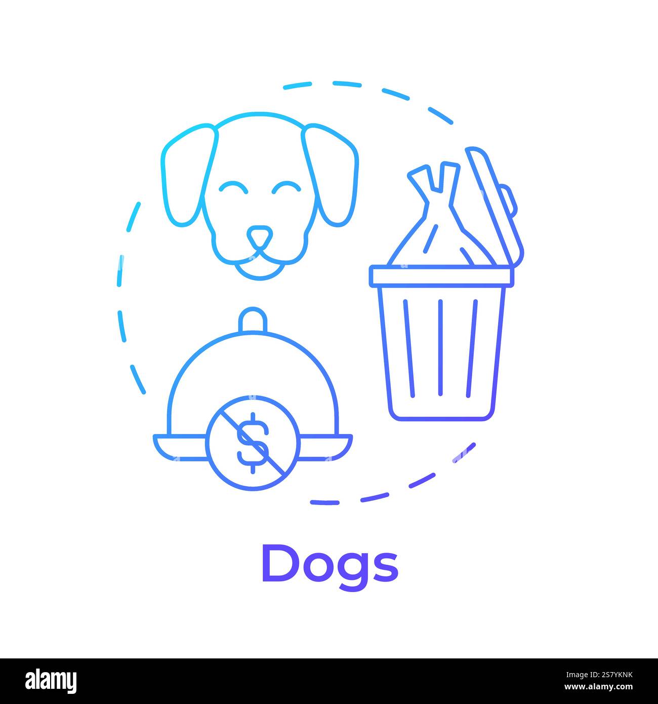 Dogs dishes blue gradient concept icon Stock Vector