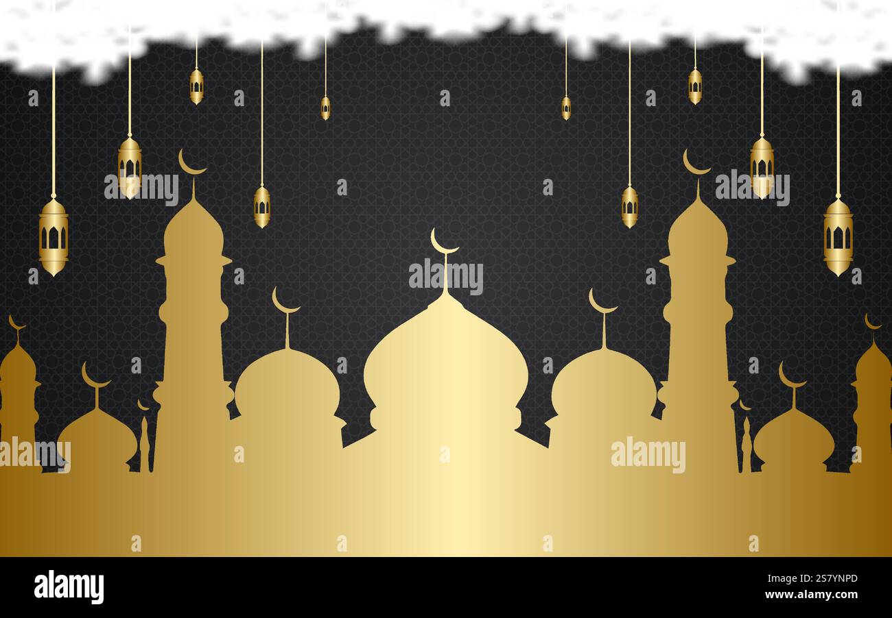 Islamic Ramadan Kareem Background with Arabic Patterns and Decorative Ornaments Stock Vector