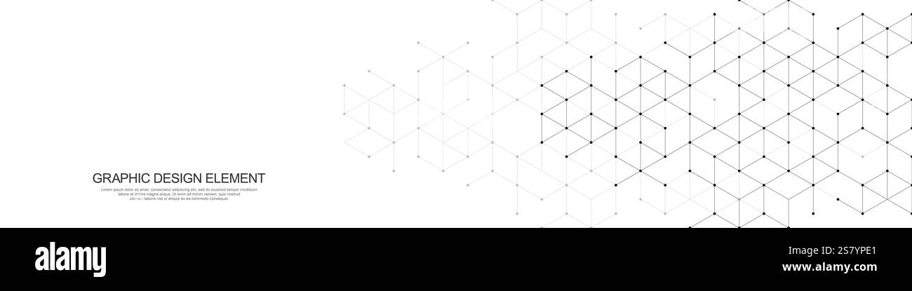 Panoramic view of abstract geometric background with hexagons shape ...