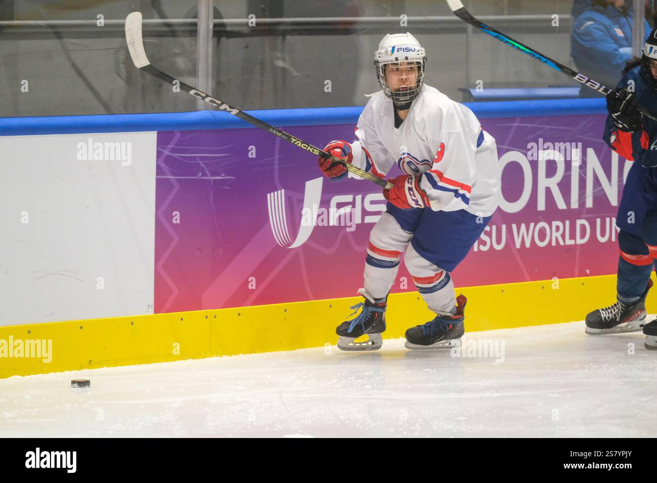 SingLin Tao (TPE) seen in action during the Women's Ice Hockey Group A Preliminary Round match