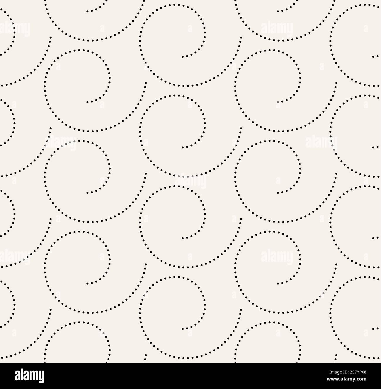 Dotted Spiral swirl black seamless pattern. Simple psychedelic pattern for textile Stock Vector