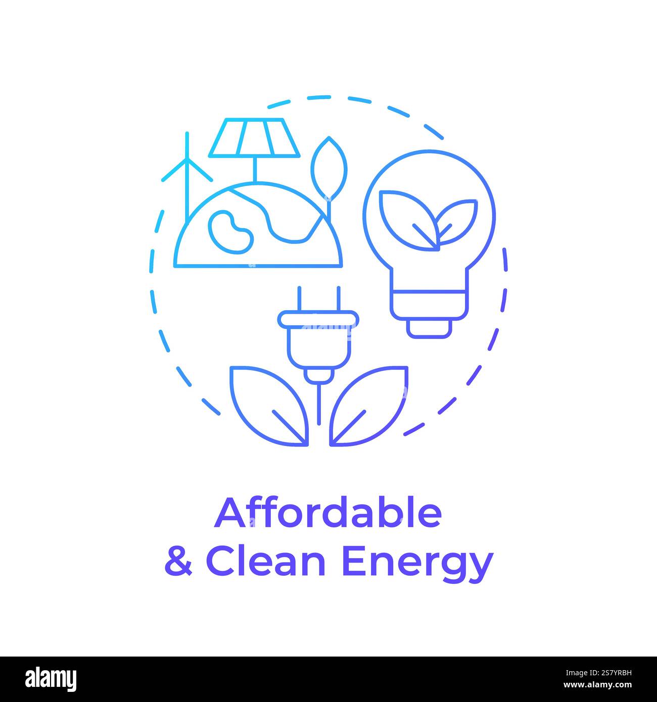 Affordable and clean energy blue gradient concept icon Stock Vector