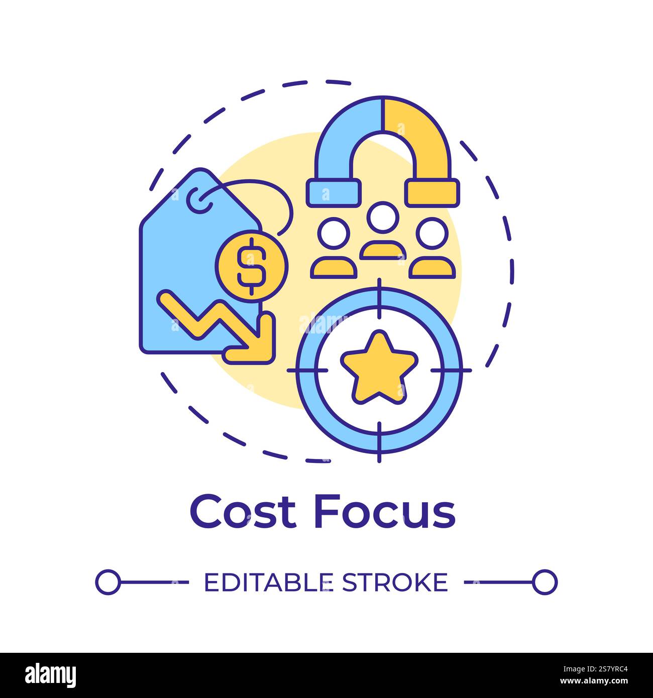 Cost focus multi color concept icon Stock Vector