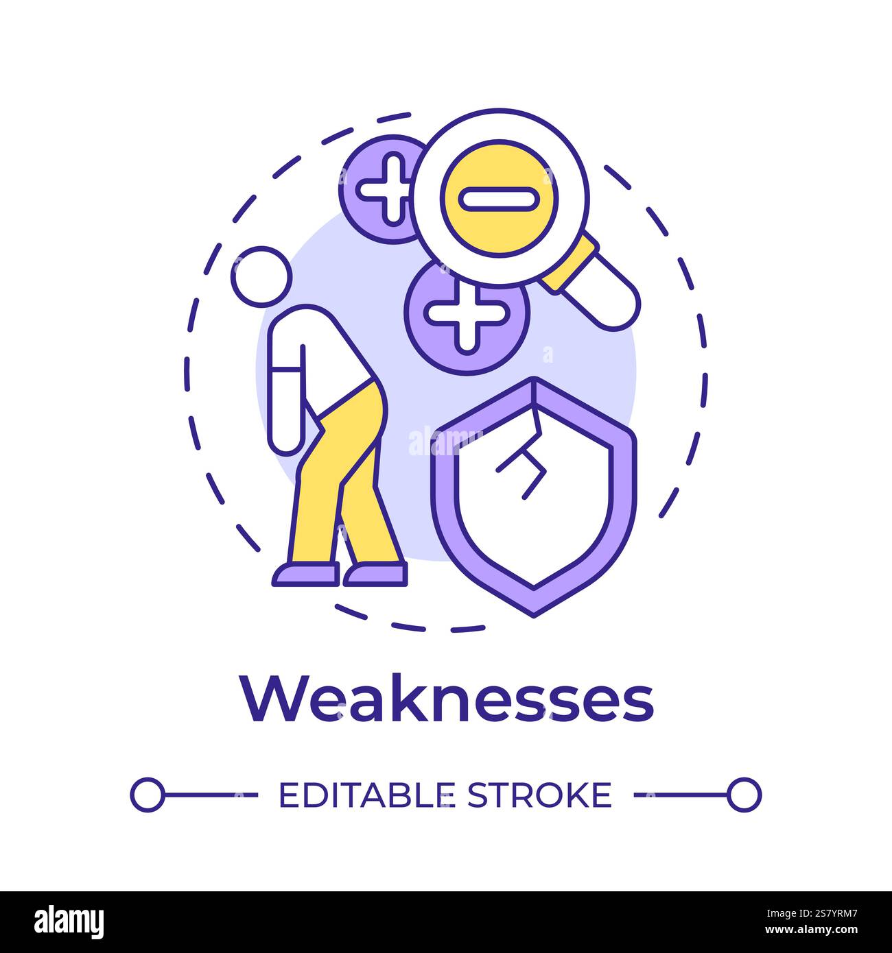 Weaknesses multi color concept icon Stock Vector