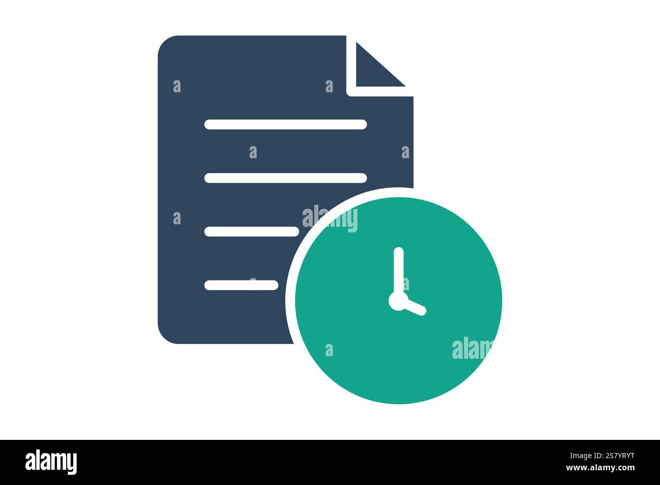 History icon. solid icon style. document with clock. icon related to time and date. time elements vector illustration Stock Vector