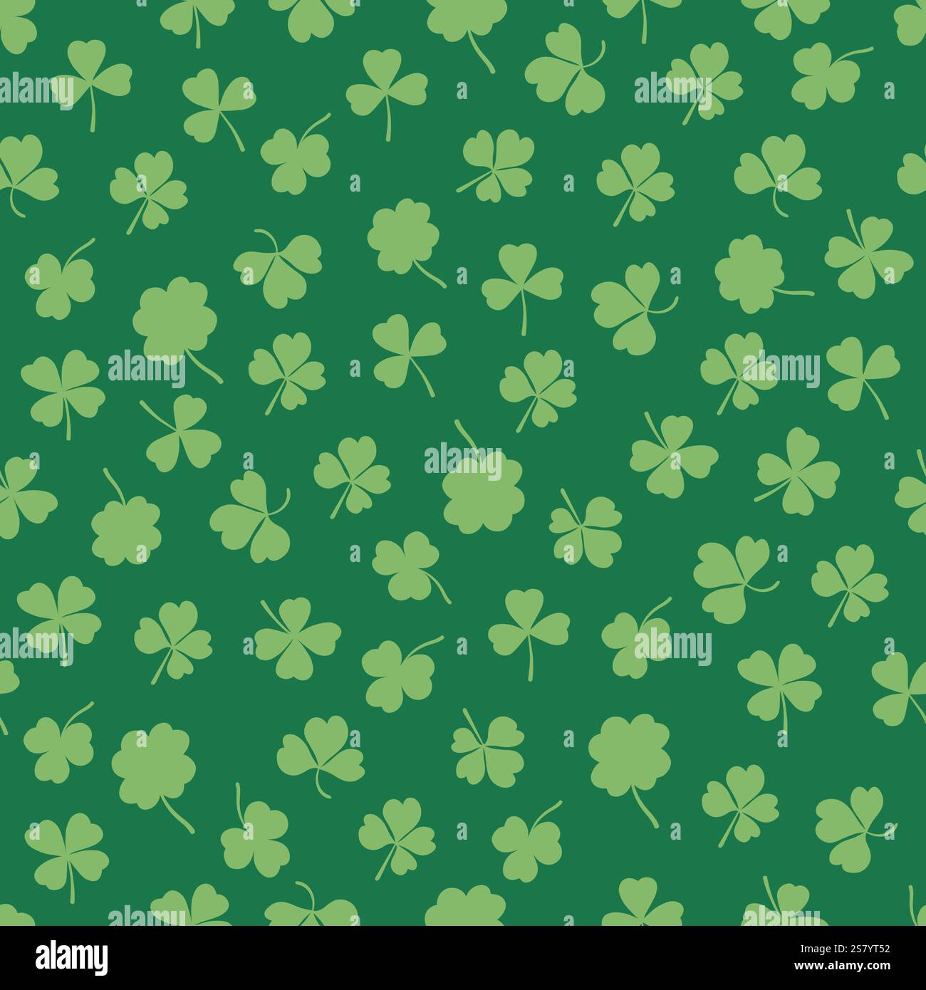Shamrock or clover leaf flat design green seamless pattern falling ...