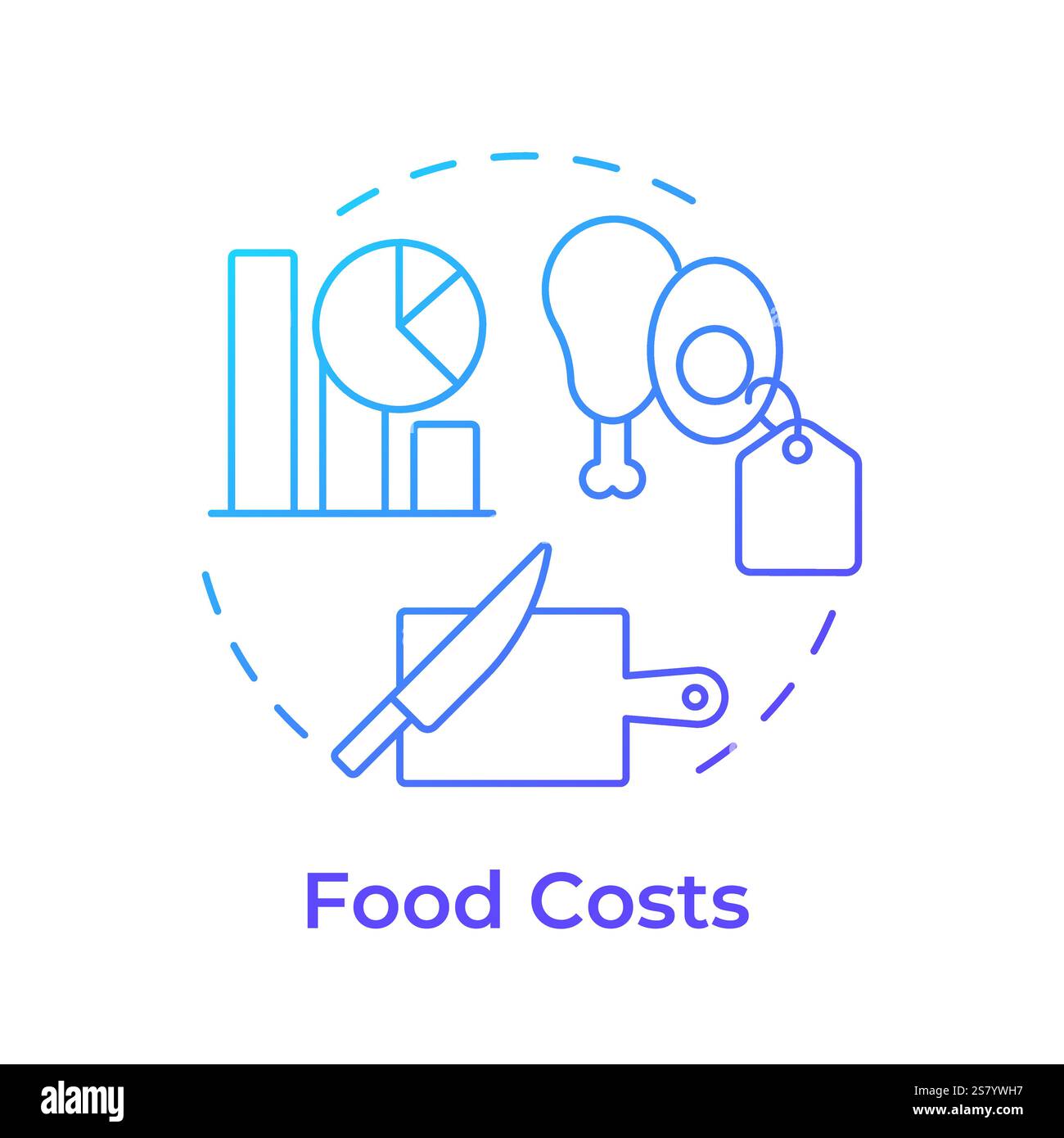 Food costs blue gradient concept icon Stock Vector
