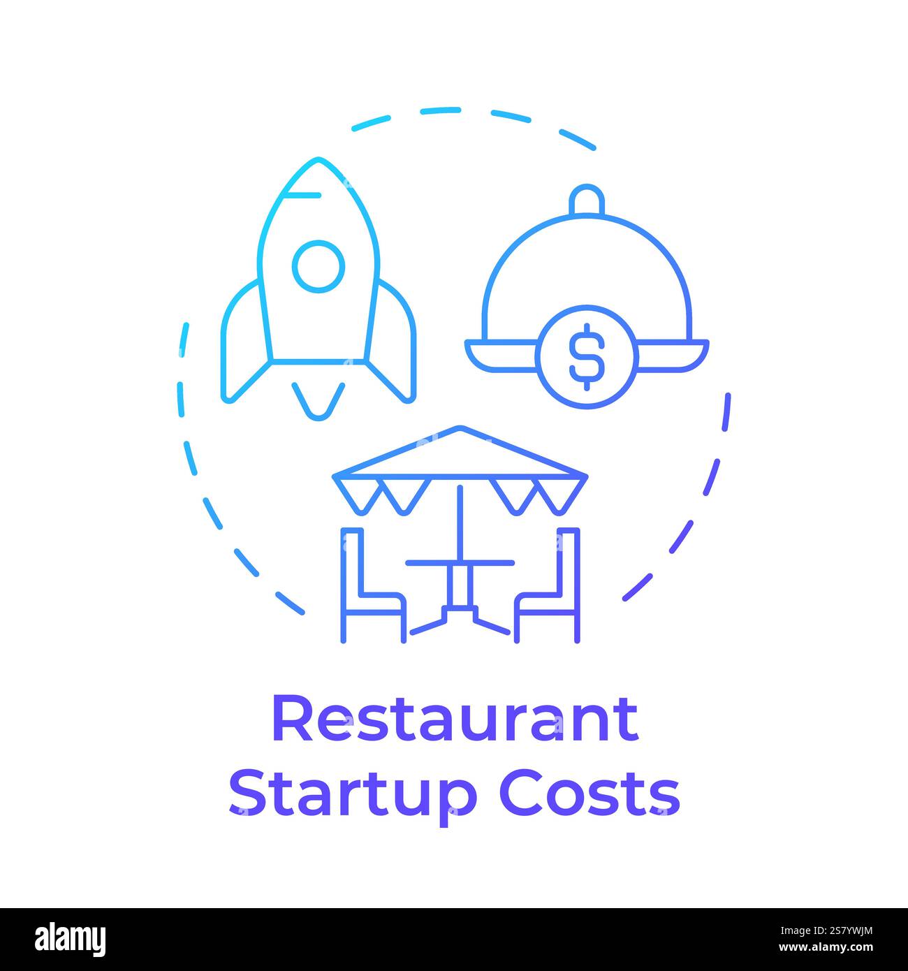 Restaurant startup costs blue gradient concept icon Stock Vector