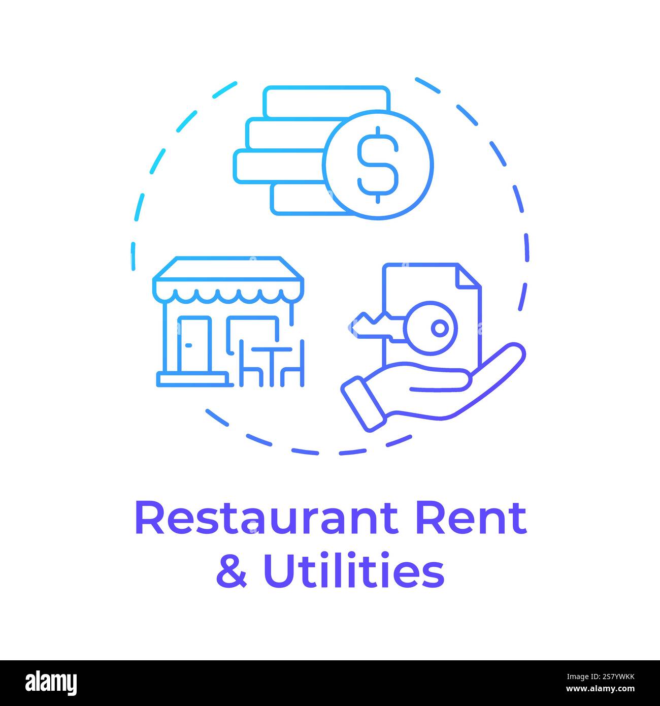 Rent and utilities blue gradient concept icon Stock Vector