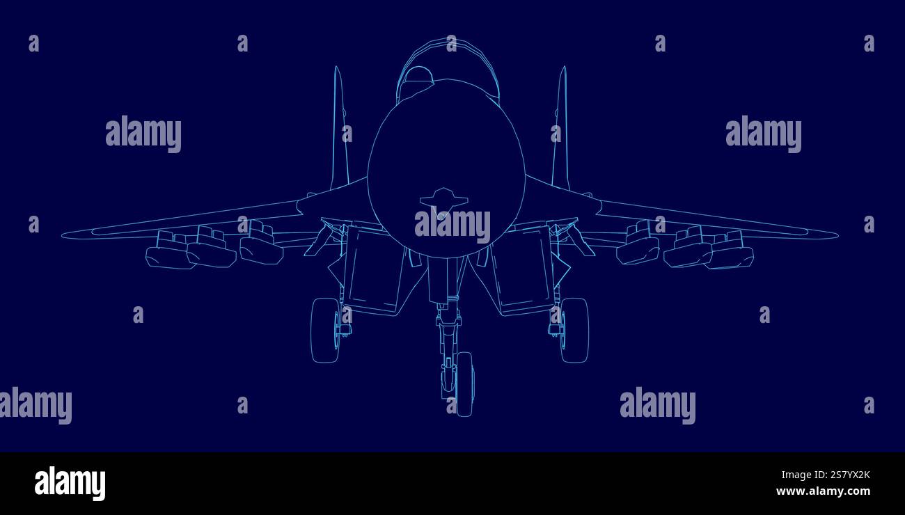 Blue airplane outline. The image is a computer generated drawing of a ...