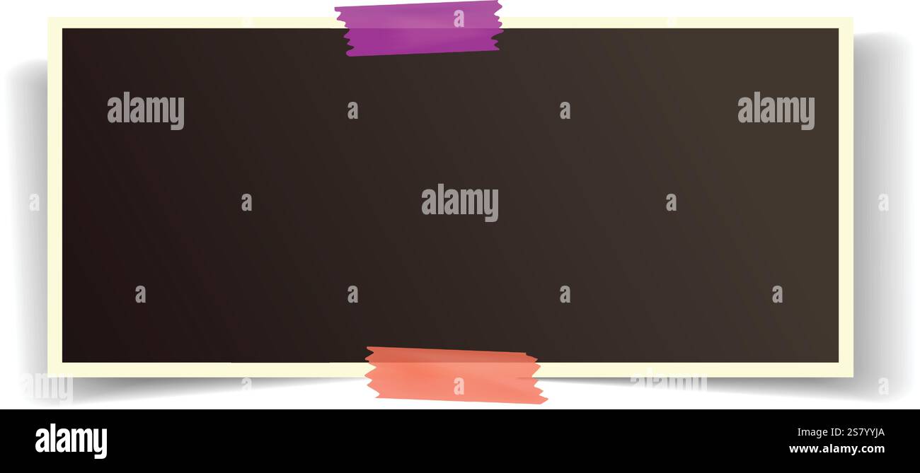 Horizontal instant photo frame featuring two vibrant adhesive tapes ...