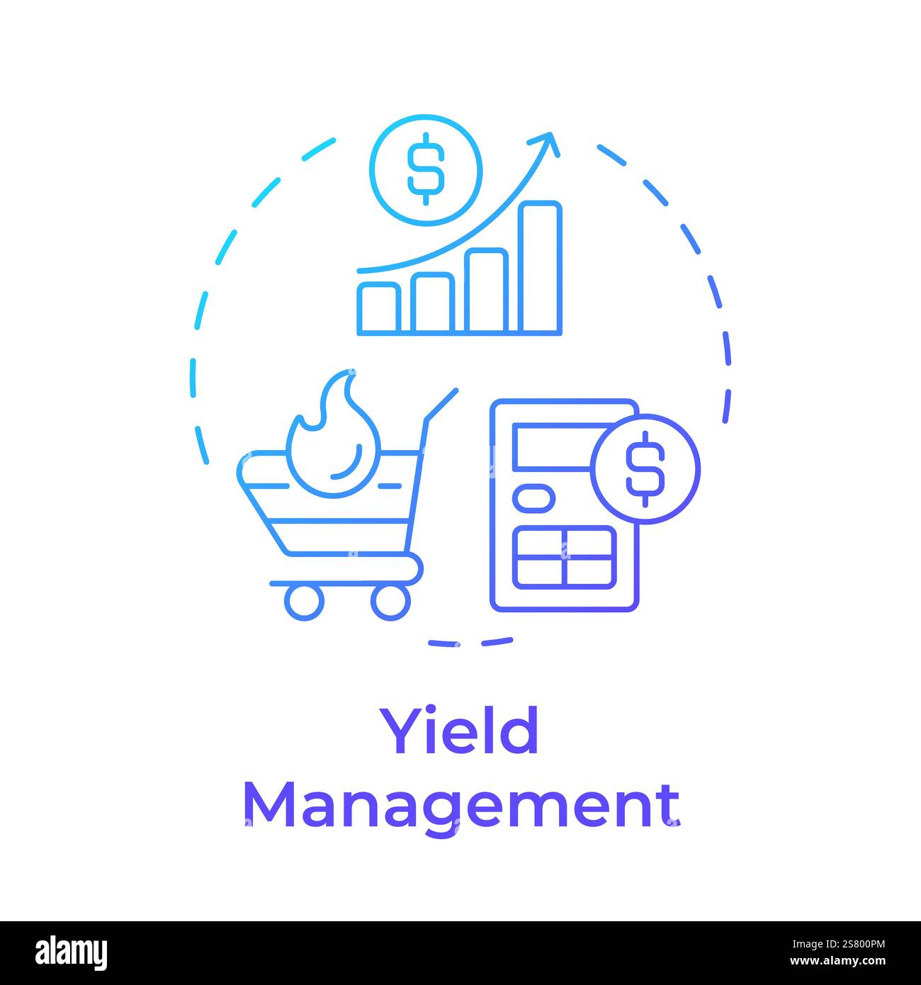 Yield management blue gradient concept icon Stock Vector