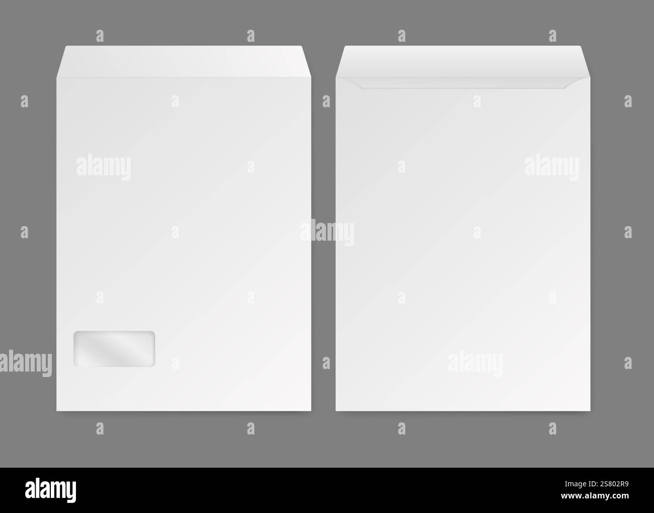 Blank White Letter Paper Envelope. Top View. EPS10 Vector Stock Vector