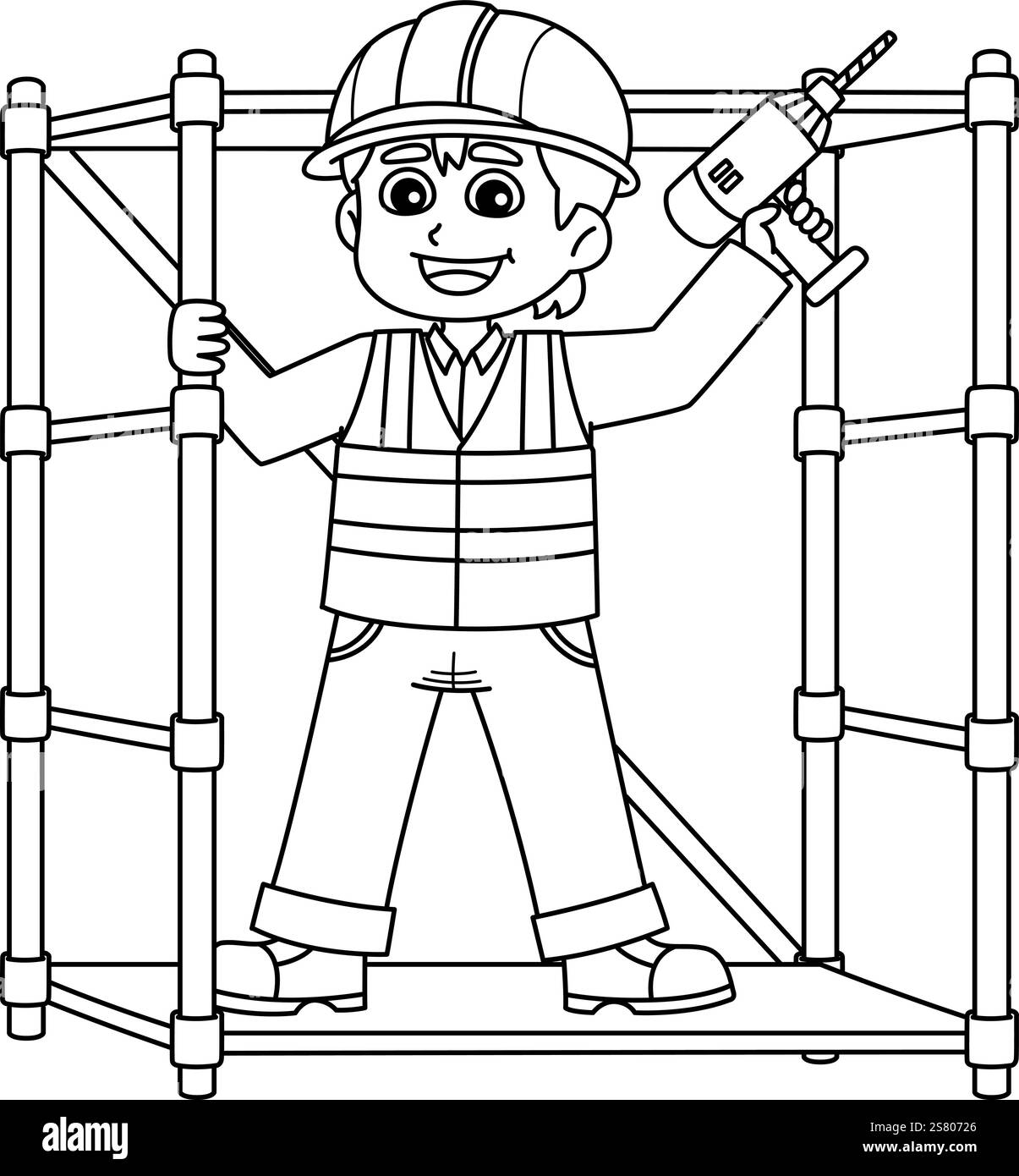 Construction Worker on a Scaffolding Isolated Stock Vector Image & Art ...