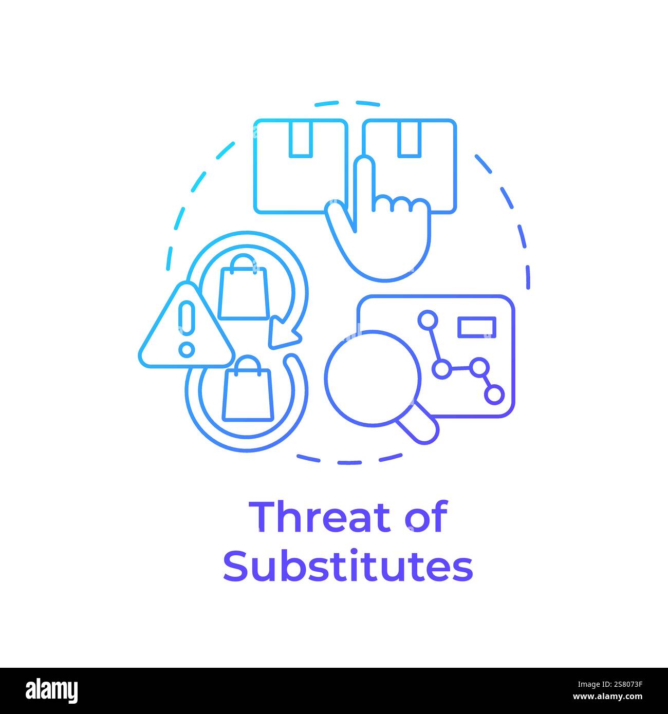Threat of substitutes blue gradient concept icon Stock Vector