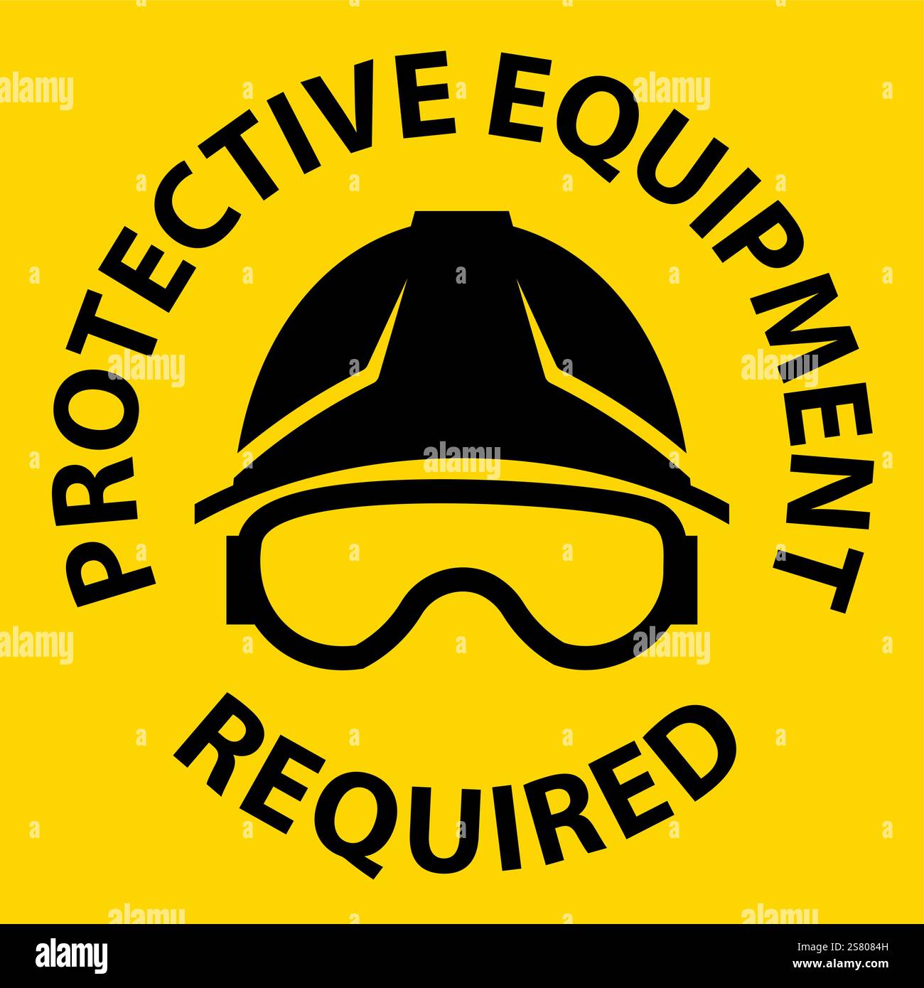 Warning Sign for Protective Equipment Necessity in Construction or Hazardous Work Environments for Safety Compliance Stock Vector