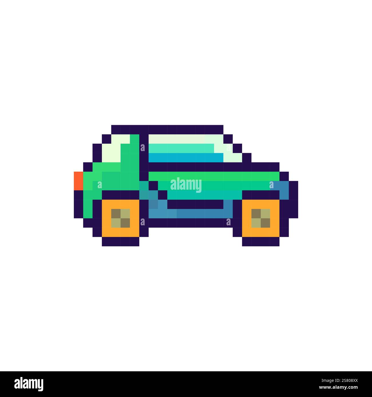 Electric car in pixel art style. Car logo in 8 bit style. Logo for game ...