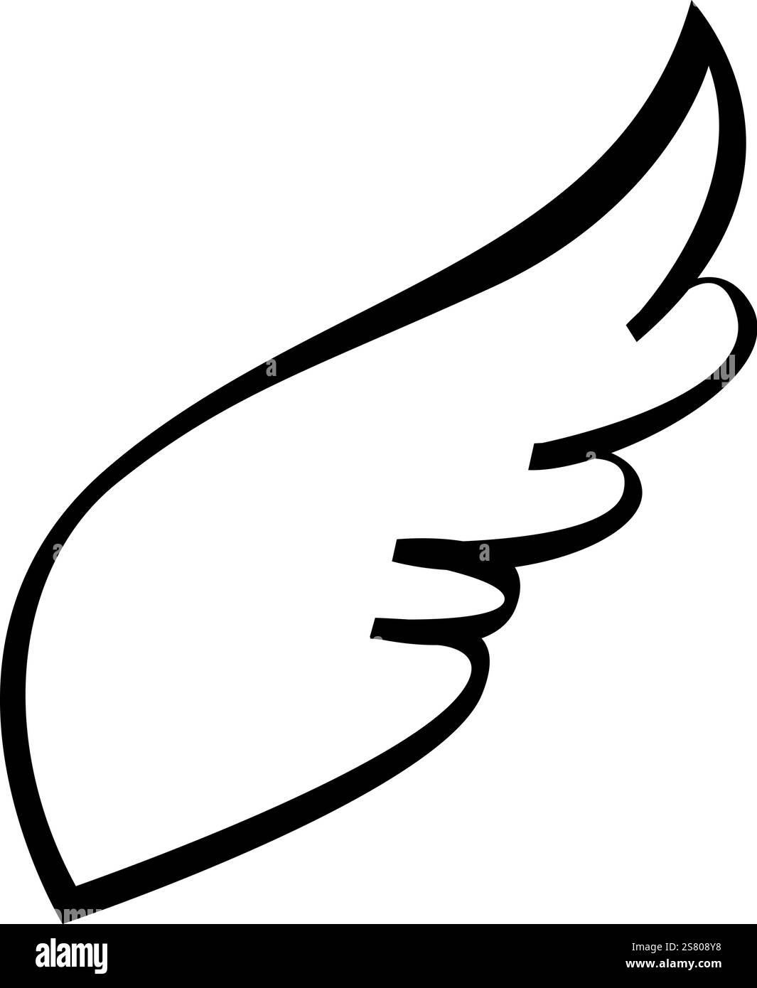 Minimalist line art drawing of a single wing, symbolizing flight, hope ...
