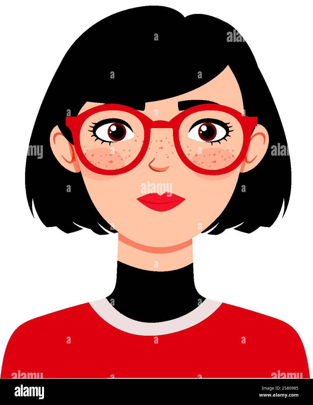 Illustration of a woman with red glasses Stock Vector Image & Art - Alamy