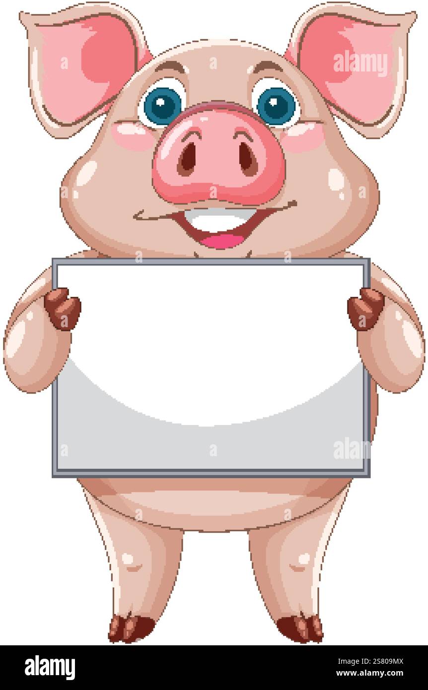 Cute pig character with a blank sign Stock Vector Image & Art - Alamy