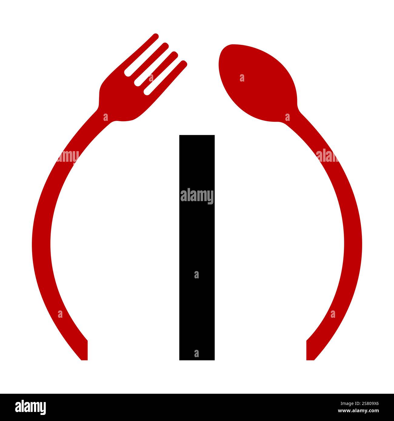 Initial Letter I Restaurant Logo Design Concept With Spoon and Fork Symbol Vector Template Stock Vector