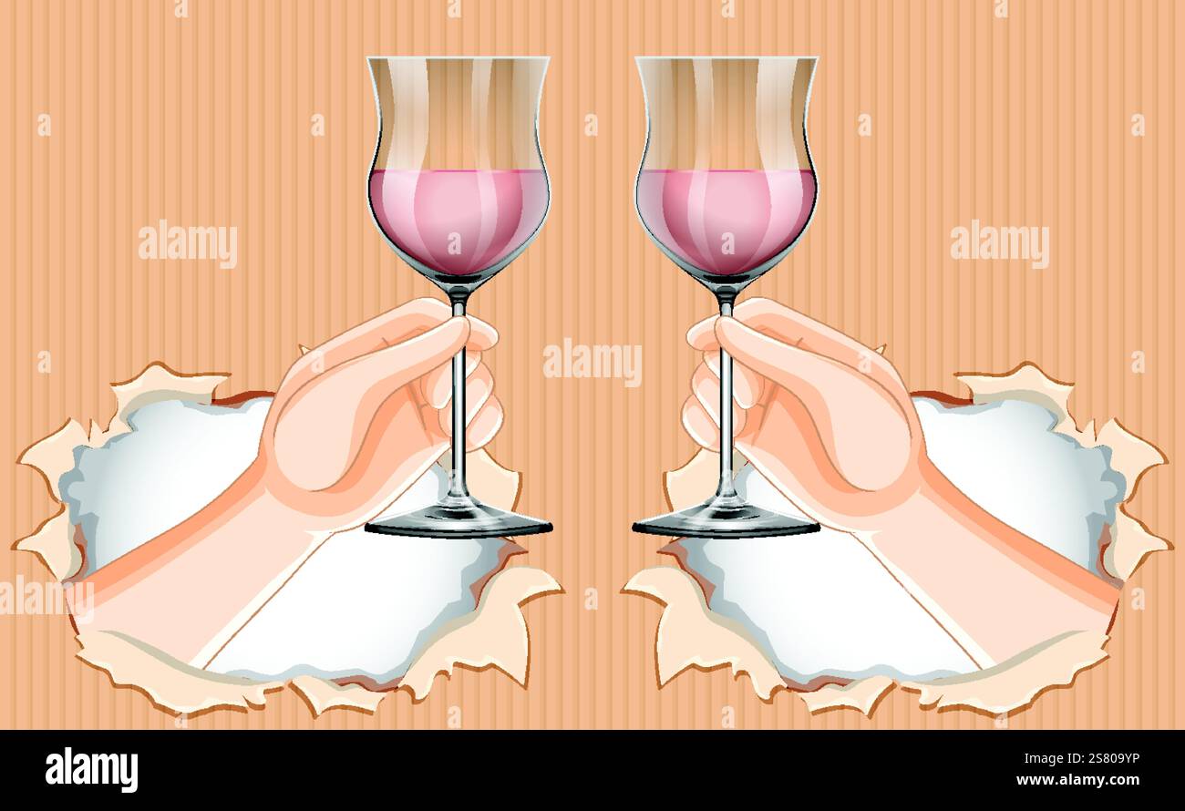Two hands holding wine glasses for a toast Stock Vector Image & Art - Alamy