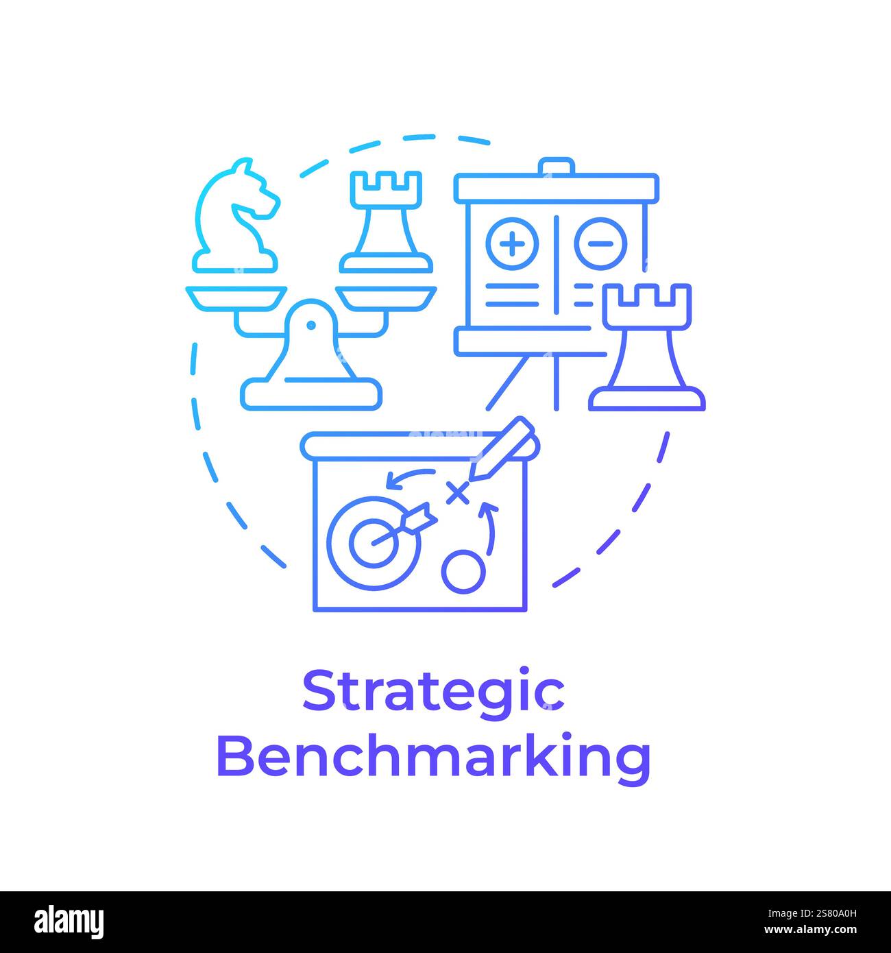 Strategic benchmarking blue gradient concept icon Stock Vector
