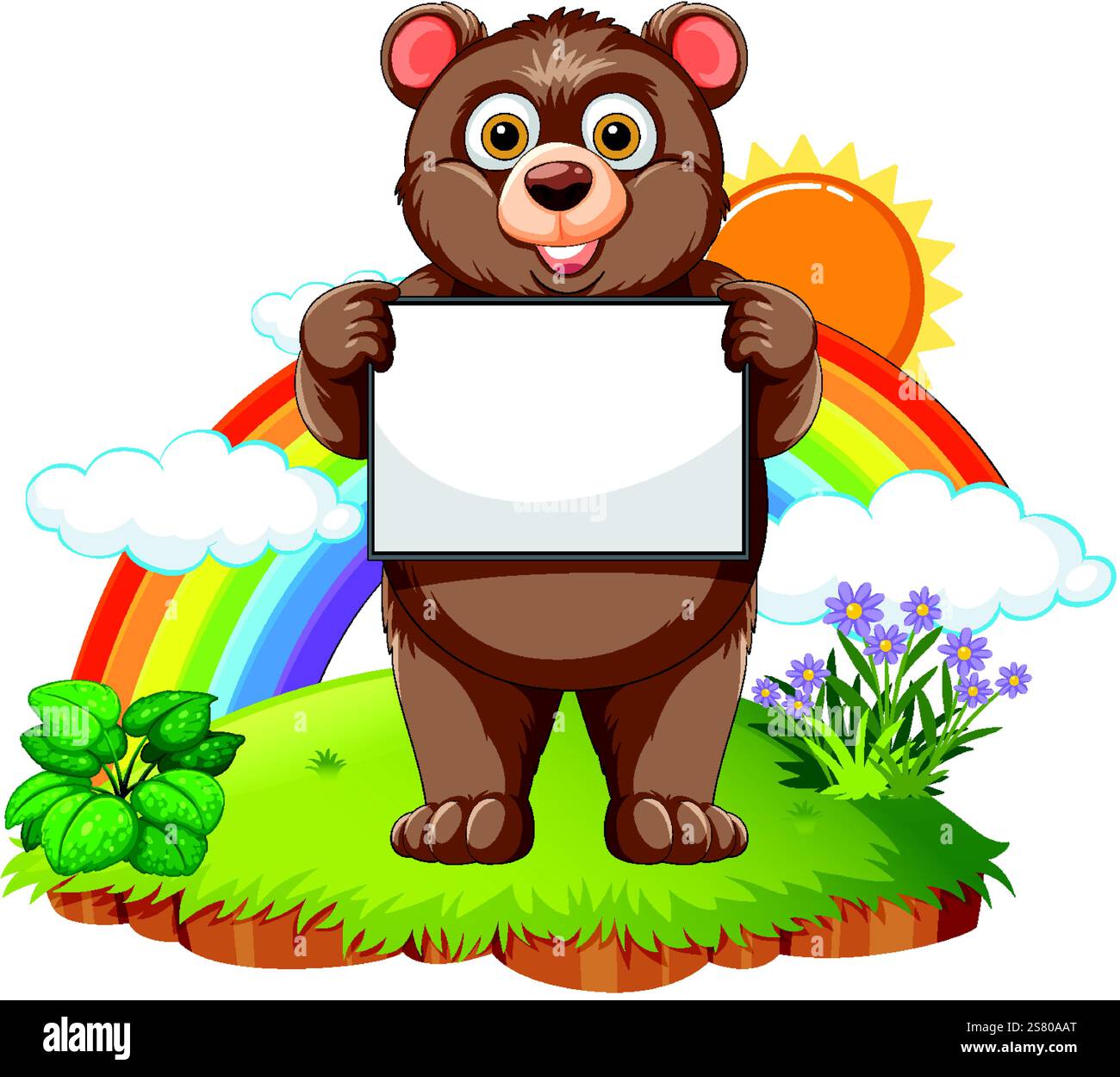 A cute bear holding a blank sign Stock Vector Image & Art - Alamy