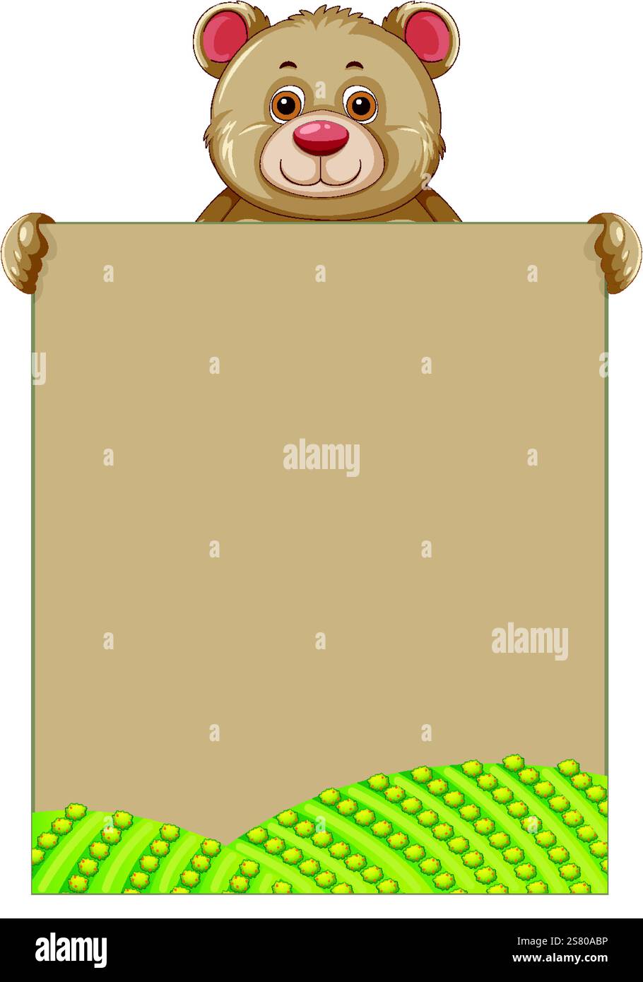 Adorable bear holding a blank sign for messages Stock Vector Image ...