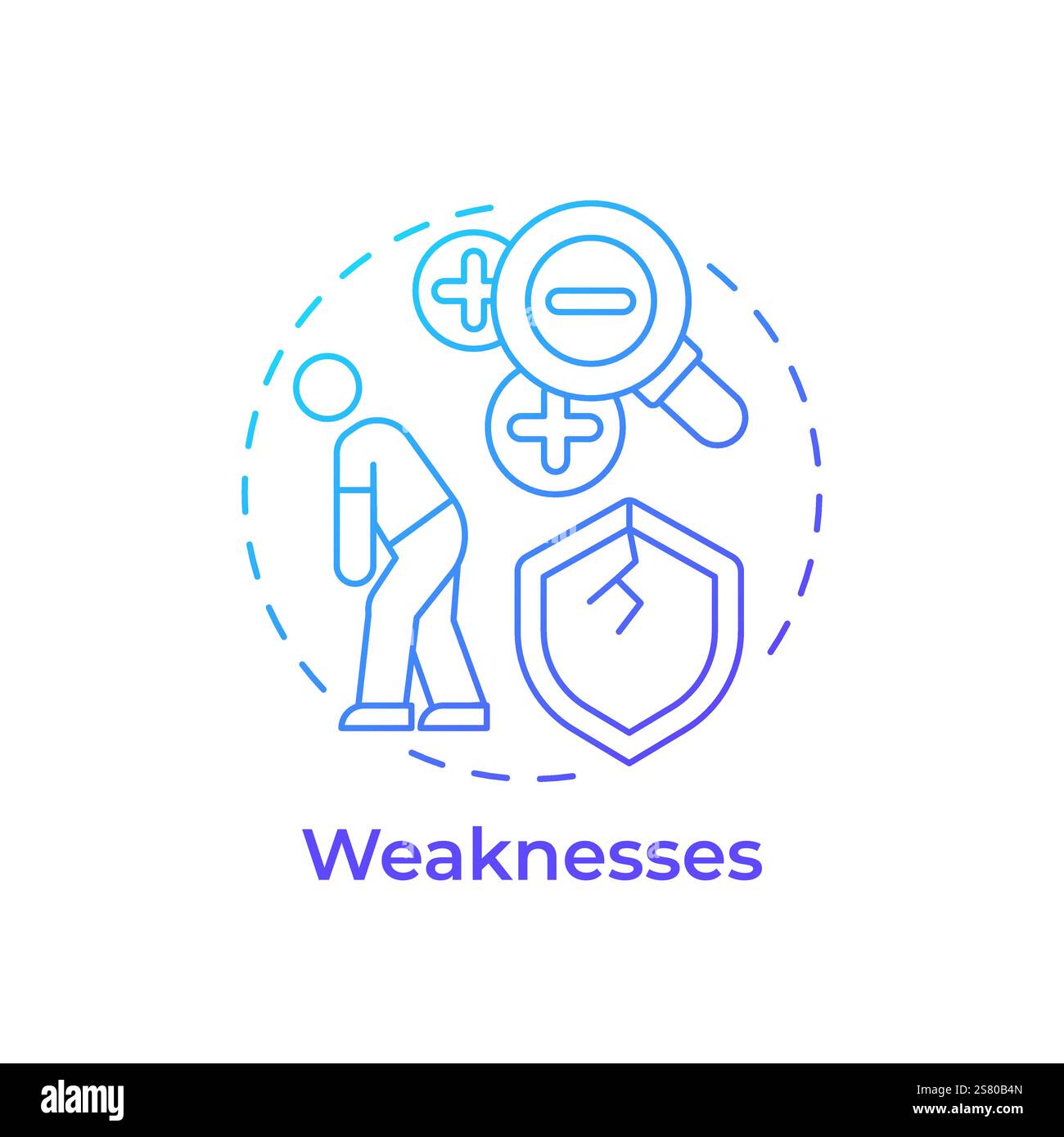 Weaknesses blue gradient concept icon Stock Vector
