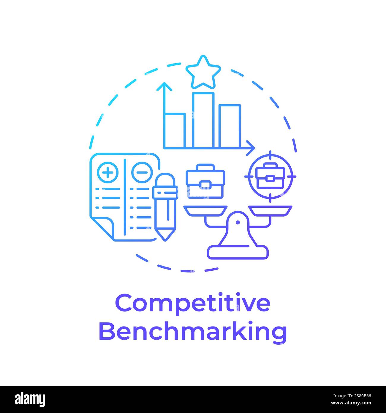 Competitive benchmarking blue gradient concept icon Stock Vector Image ...