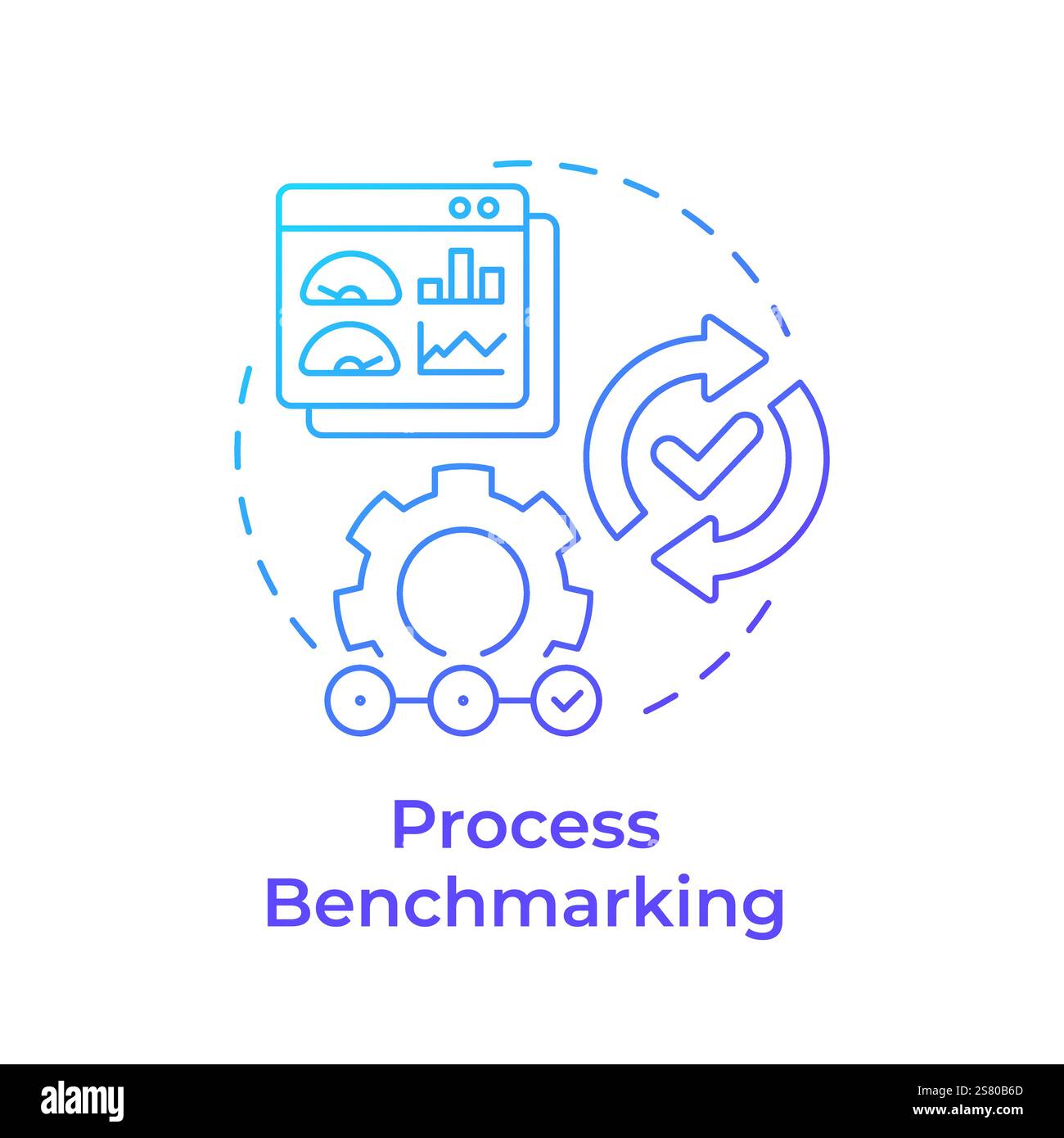 Process benchmarking blue gradient concept icon Stock Vector