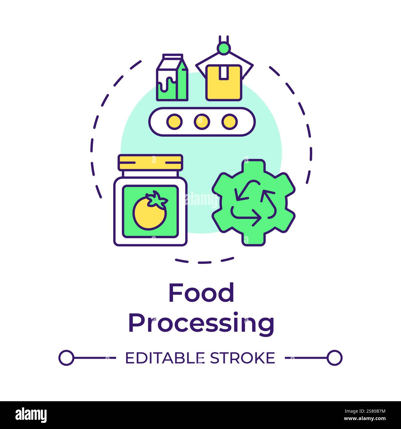 Food processing multi color concept icon Stock Vector