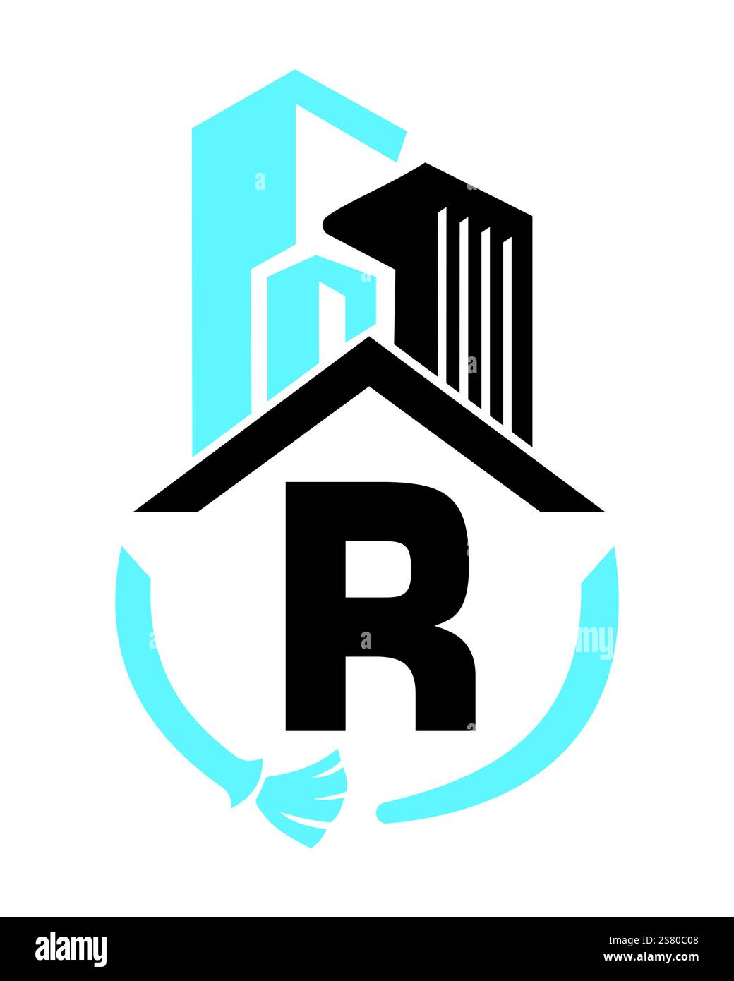 Initial Letter R Industrial Cleaning Logo Concept With Cleaning Brush ...