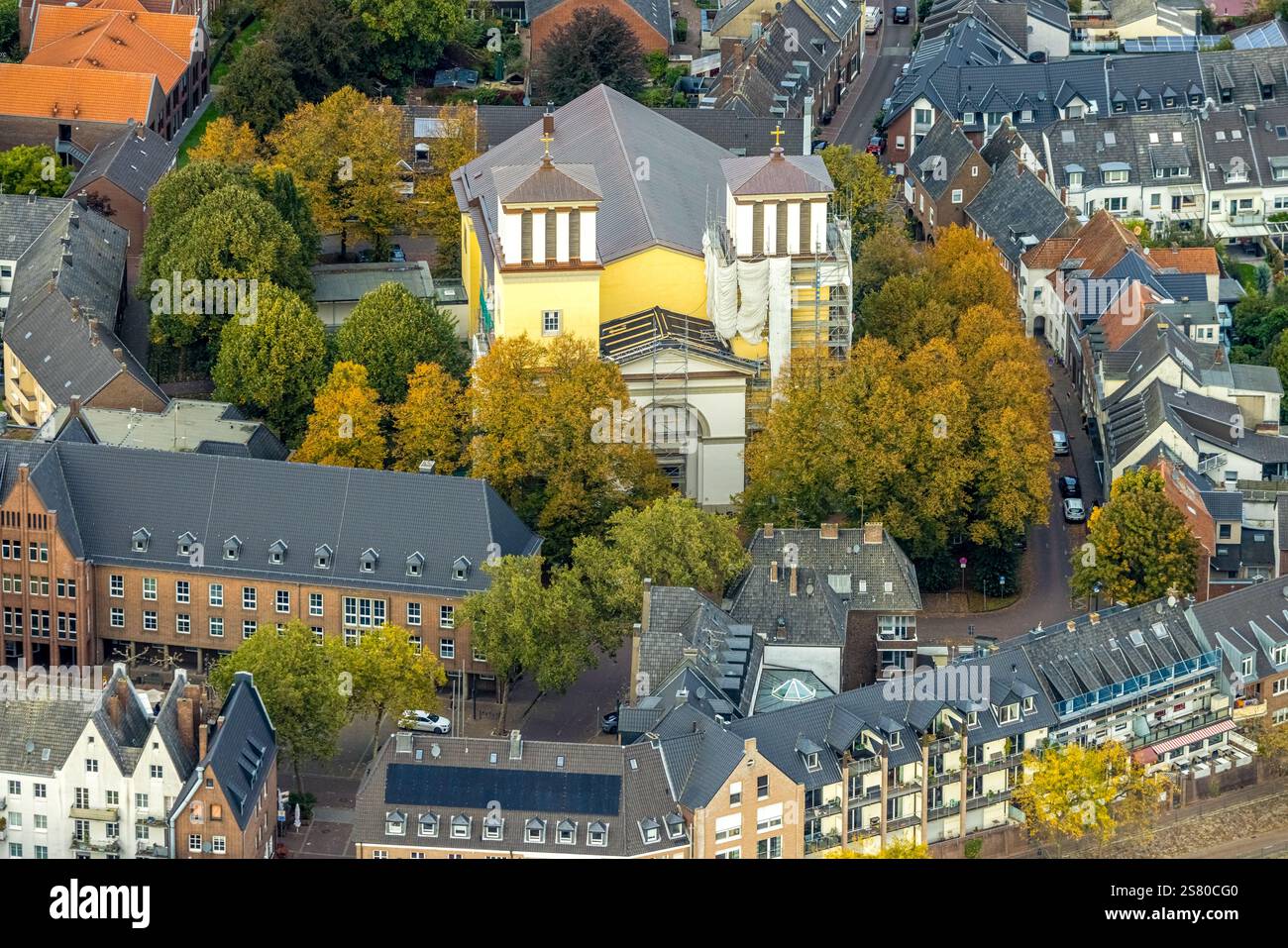 Aerial view, Church of St. Mary's Assumption Catholic parish church ...