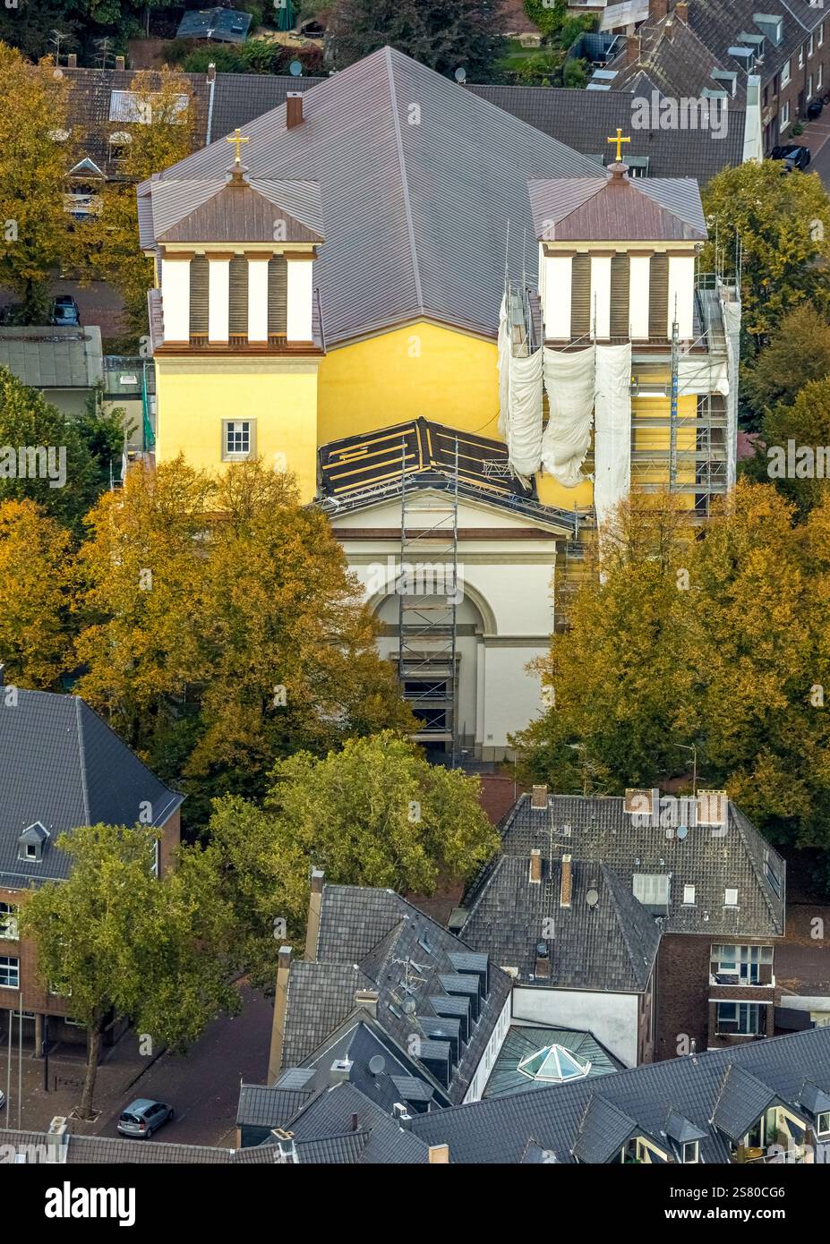 Aerial view, Church of St. Mary's Assumption Catholic parish church ...