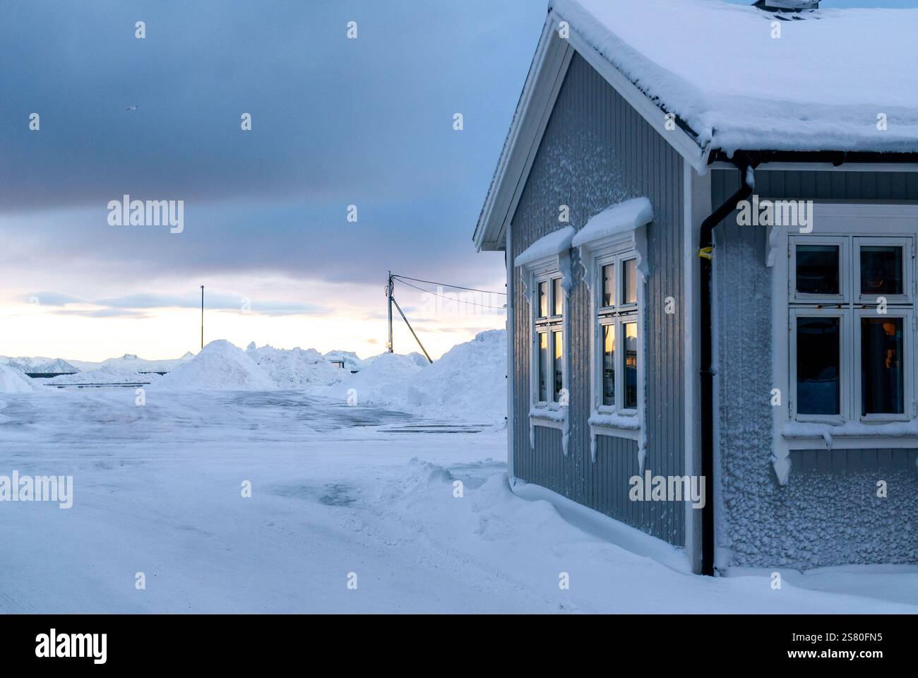 Wonderful winter view of buildings, and cloudy sky. Typical nature ...