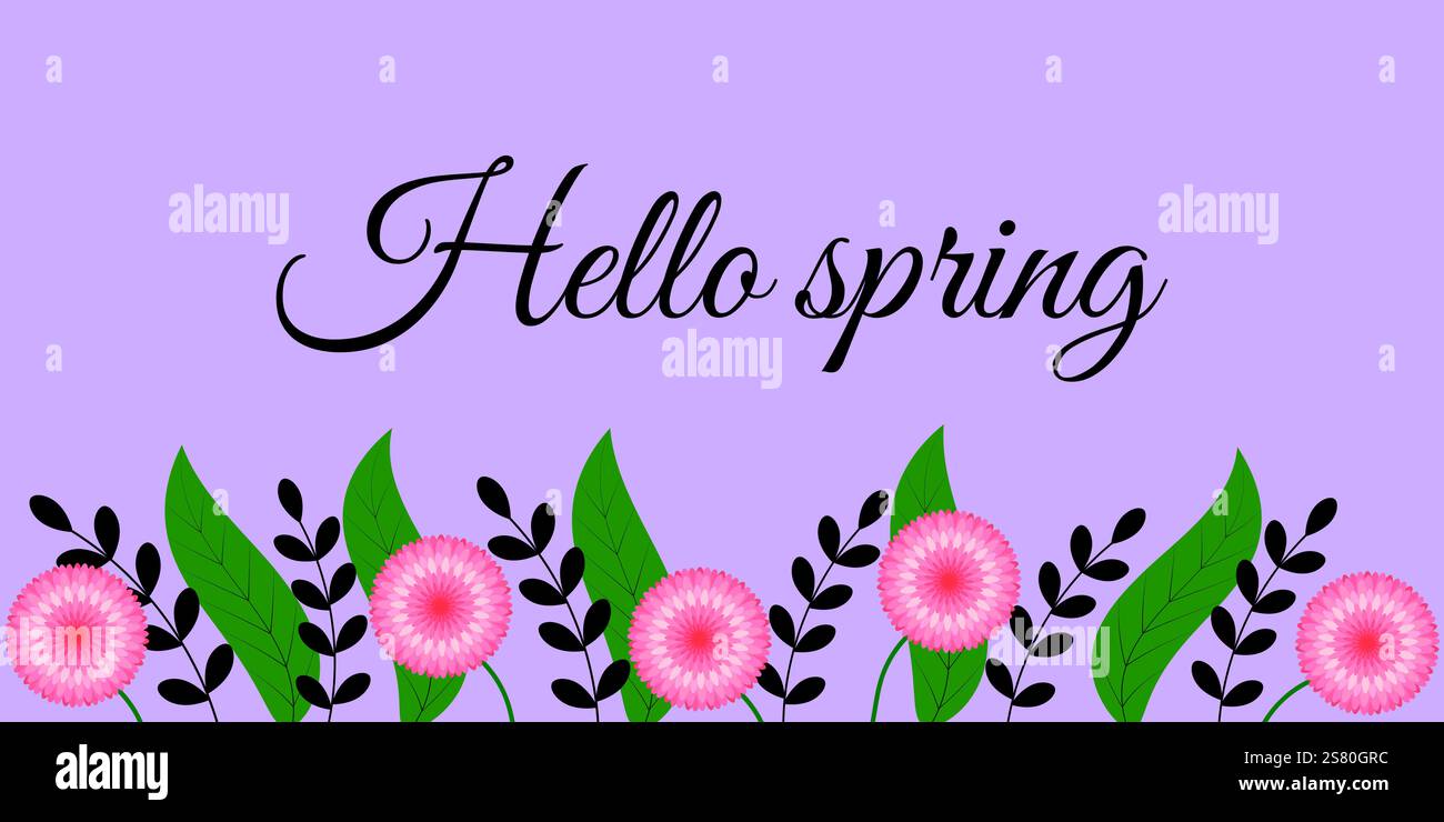 Pink blossoms green leaves Stock Vector Images - Alamy