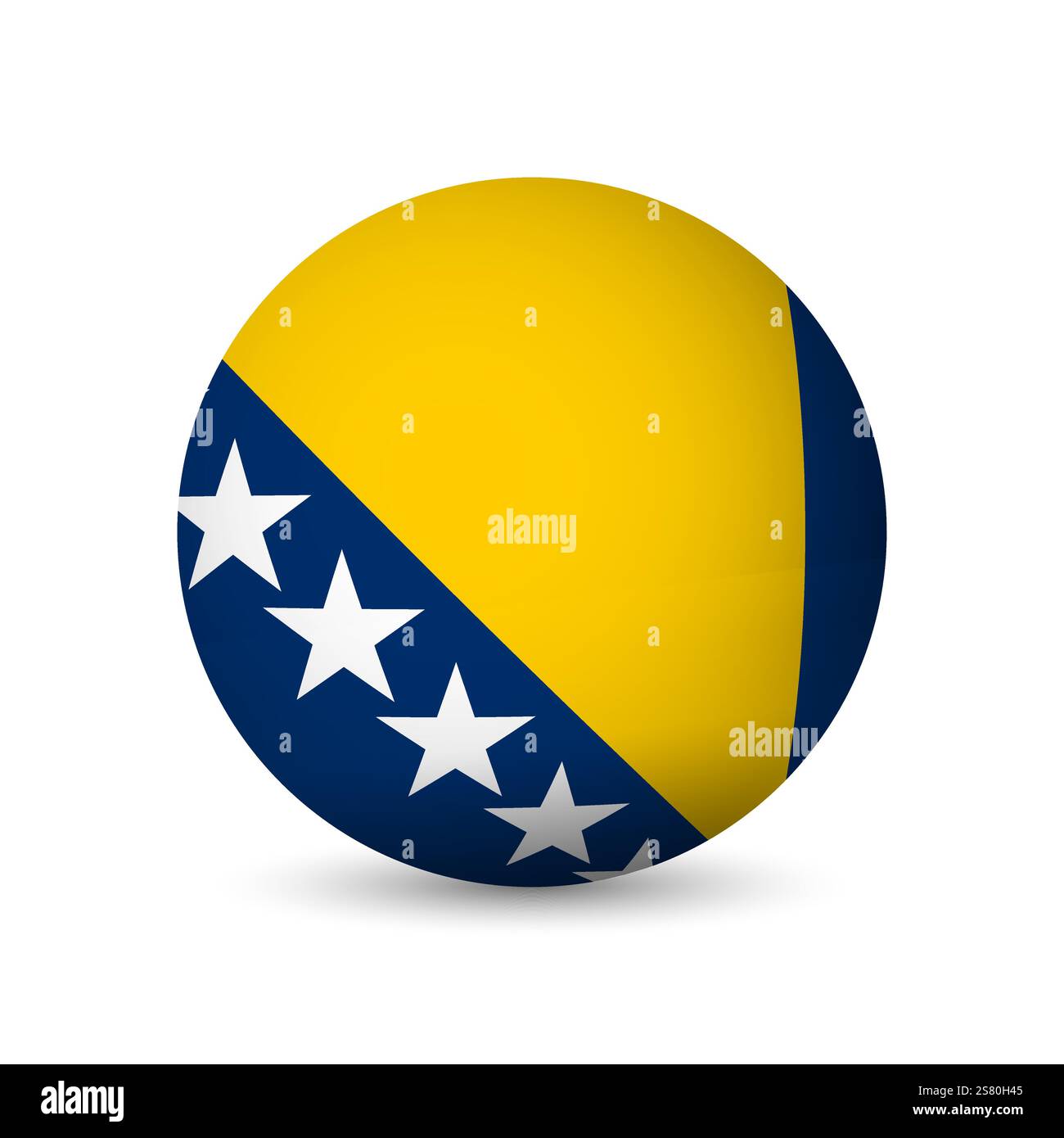 Bosnia and Herzegovina flag - 3D sphere in colours of flag representing a country cultural identity and heritage. The essence of national pride and unity. Vector object on white background. Stock Vector