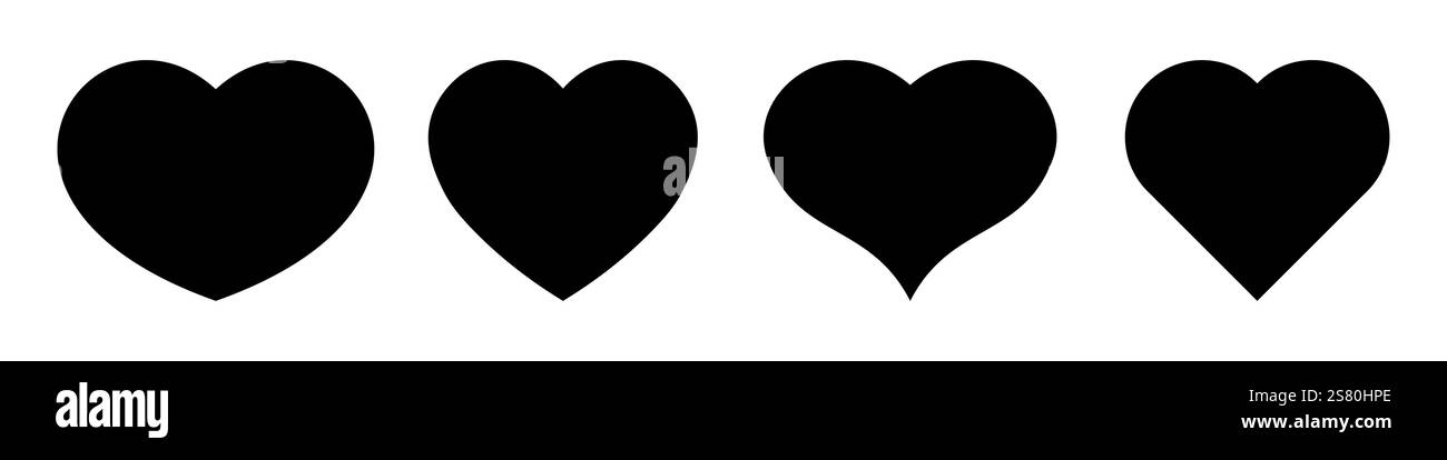 This collection features four unique vector heart shapes that can be used in various design applications, from digital art to greeting cards, suitable for any romantic occasion. Stock Vector
