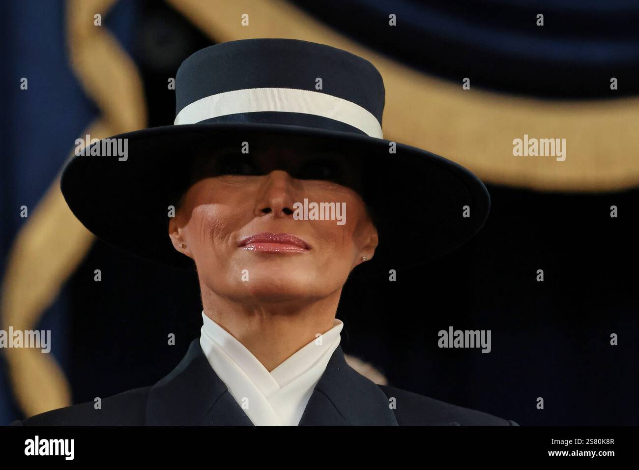 Melania Trump stands during the 60th Presidential Inauguration in the Rotunda of the U.S