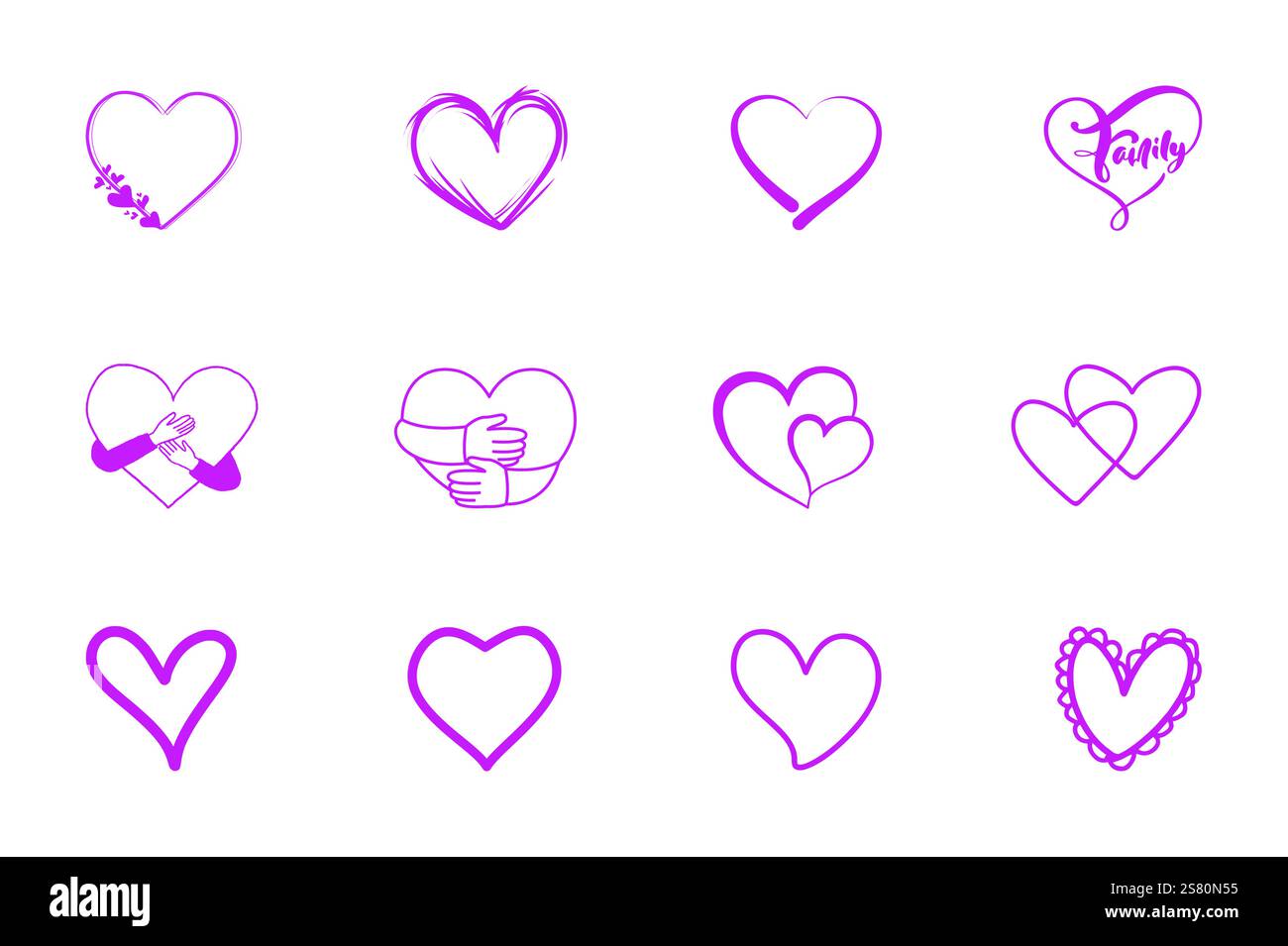 Set of Love heart icon white background vector file Stock Vector Image ...