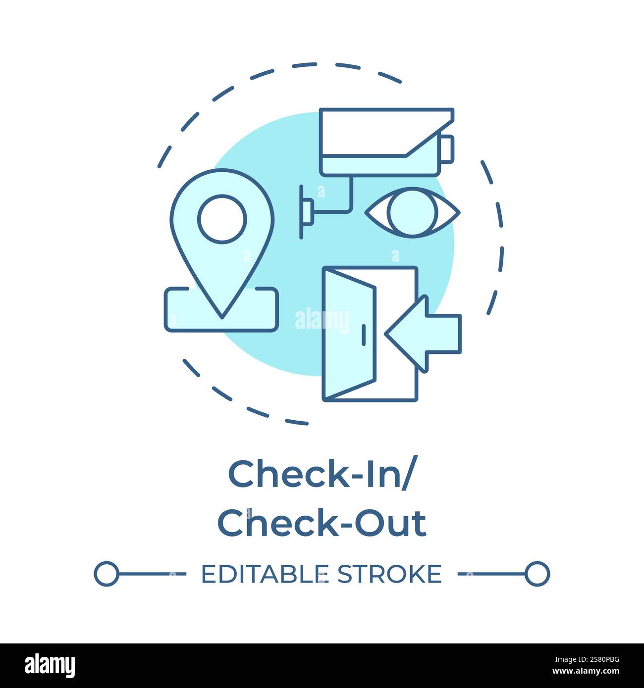 Check in and check out soft blue concept icon Stock Vector