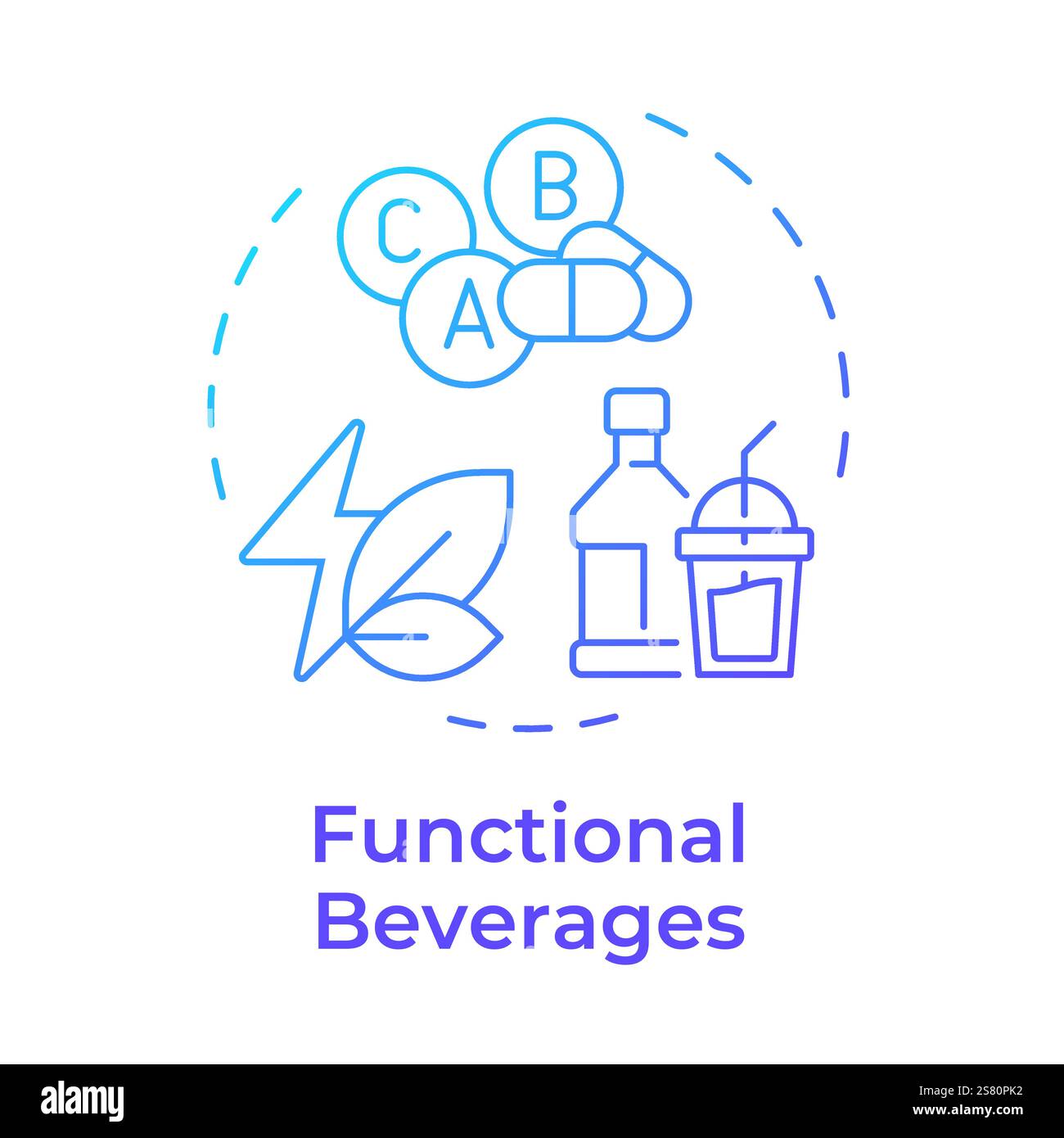 Functional beverages blue gradient concept icon Stock Vector