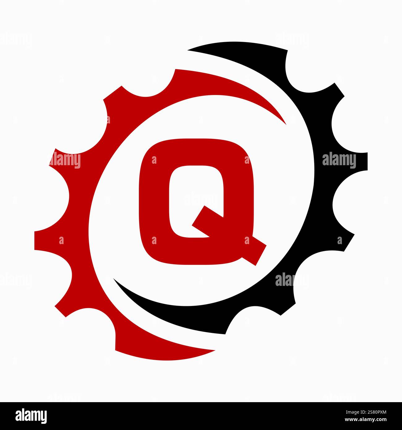 Initial Letter Q Gear Logo Design Template. Automotive Gear Logo for Business and Industrial Identity Stock Vector