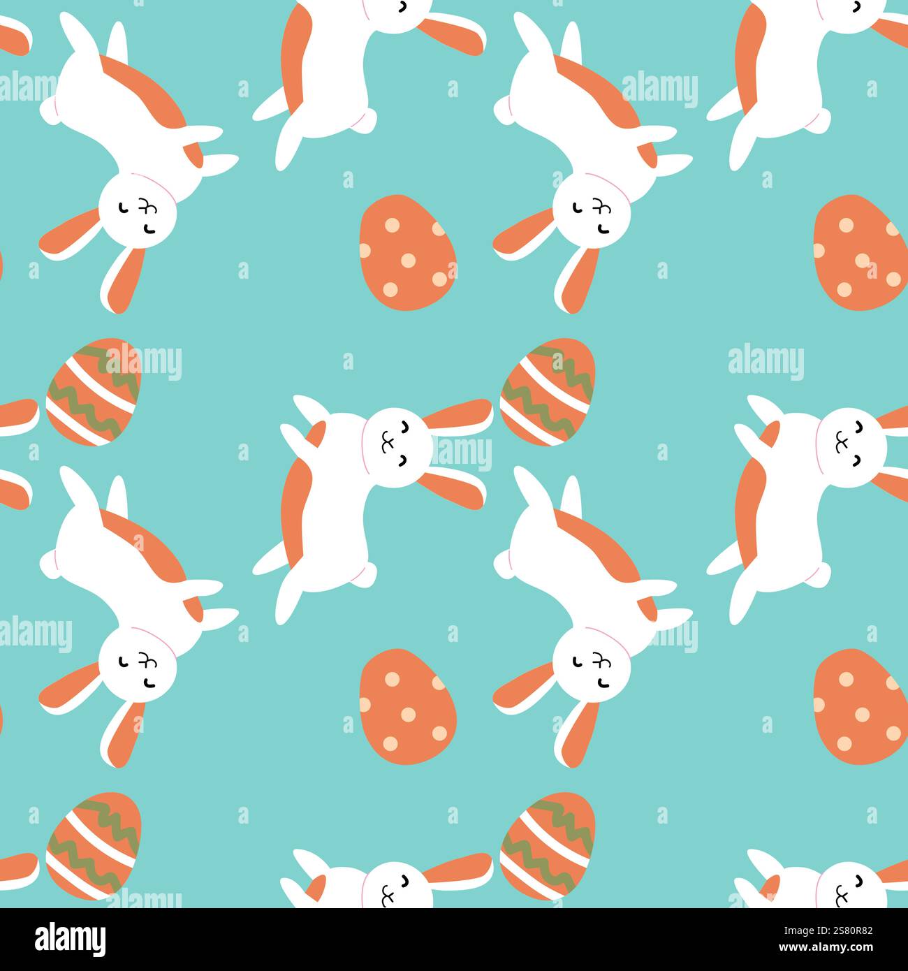 Cute easter bunny and egg pattern design for festive decoration projects. Stock Vector